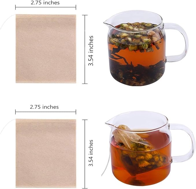 Tea Filter Bags, Tea Bags for Loose Leaf Tea Safe & Natural Material, Disposable Tea Infuser for Loose Leaf Tea, Coffee, Spice, Herbs (300, wood, 5x7cm)