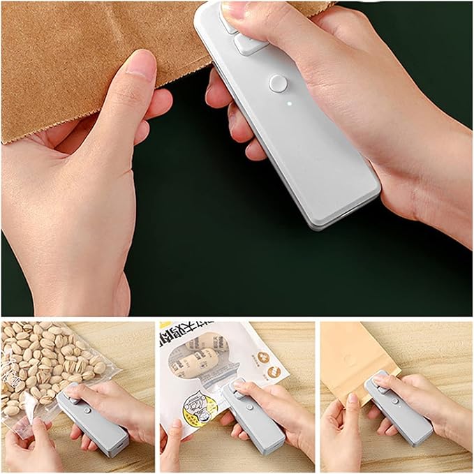 2 in 1 Heat Sealer Mini Handheld Sealing Vacuum Machine Portable USB Charging Food Snack Plastic Storage Bag Sealer Packing Bag