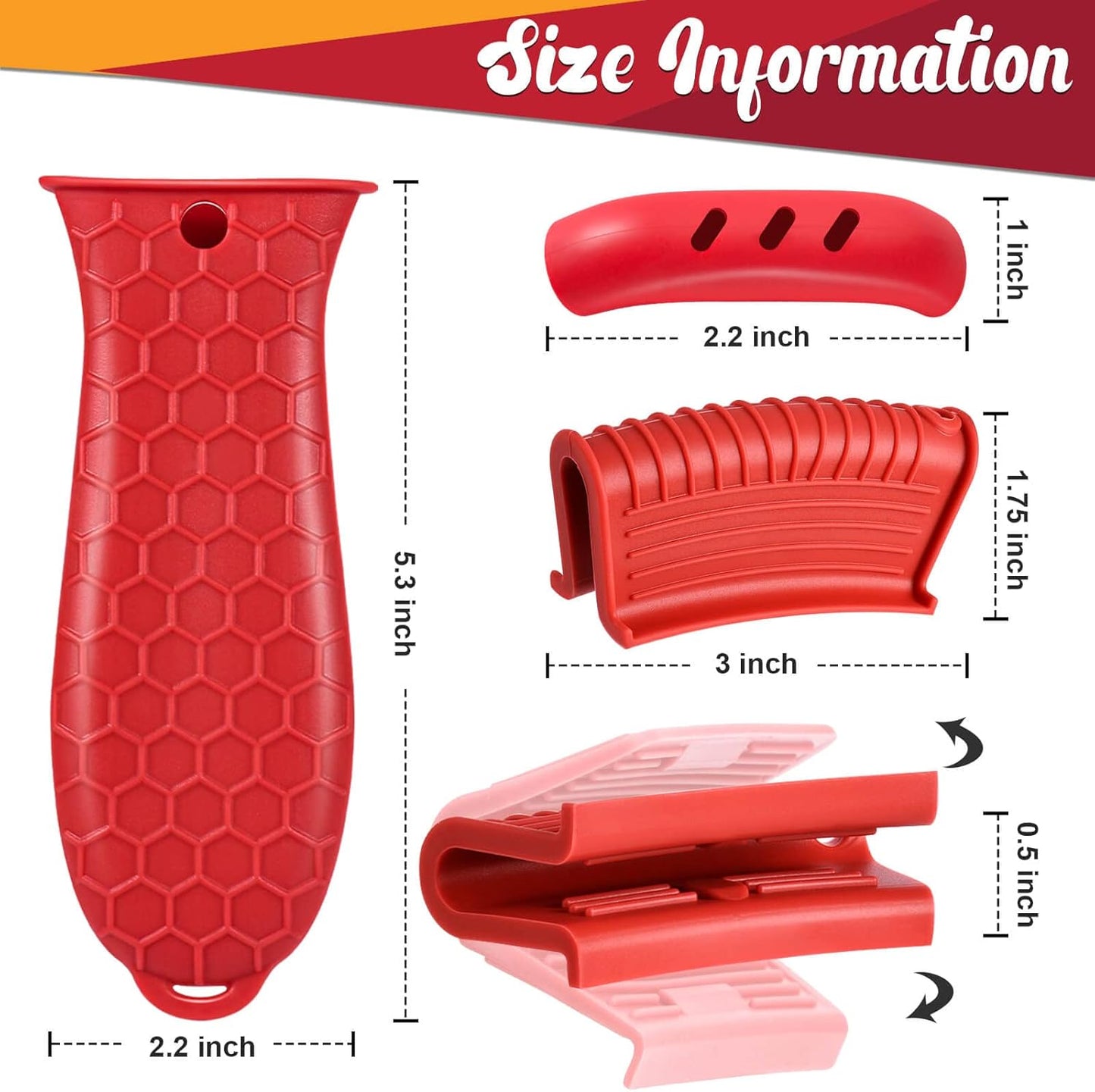 10Pcs Cast Iron Handle Cover, Silicone Hot Handle Holder, Heat Resistant Cast Iron Skillet Covers Potholder for Frying Pans and Griddles Kitchen Supplies