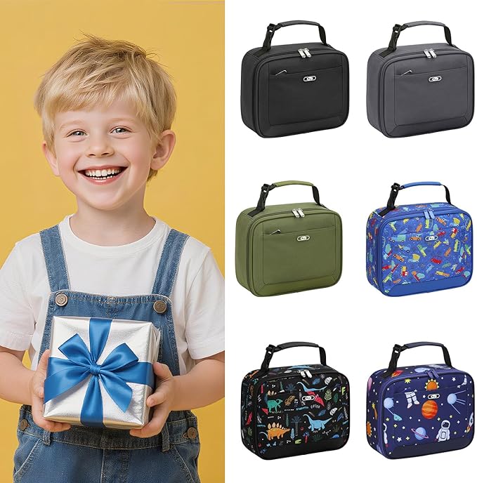 Lunch Box Kids Insulated Lunch Bag for Boys Girls Cute Reusable Lunch Tote Bag Waterproof Portable Thermal Lunch Box Kids for School Picnic Travel Khaki