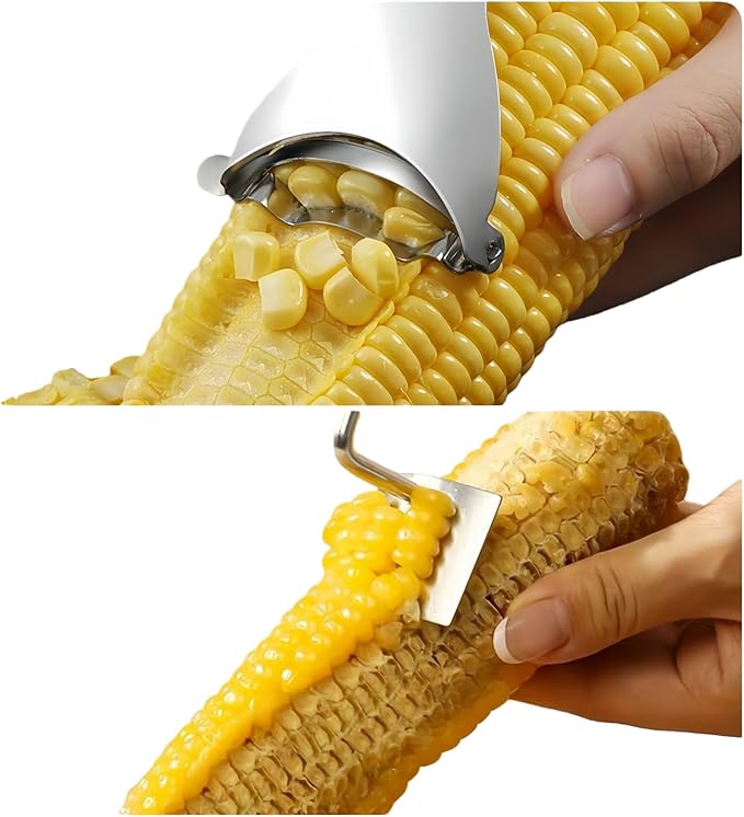 AYUCOPLEX Corn Stripper and Peeler Set, 2-Piece Kitchen Tool for Fresh Corn on The Cob, Hand-operated Vegetable Peelers Professional Corn Kernel Remover with Comfort Grip