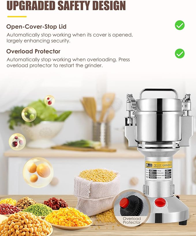 CGOLDENWALL 300g Handheld Grain Mill with A Set of Replacement Carbon Brush