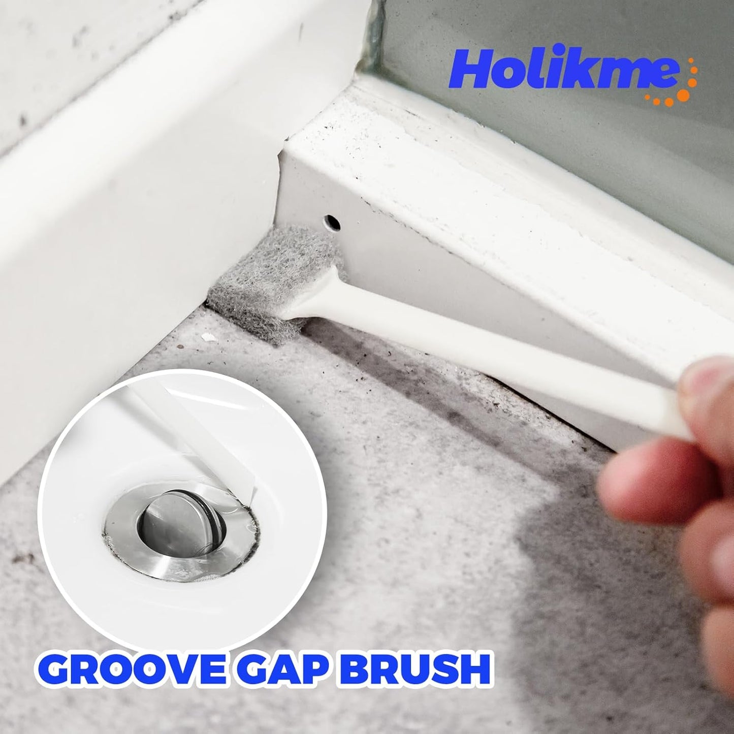 Holikme Cleaning Brush Set, Scouring Pad for Cleaning, Groove Gap Brushes for Pot, Pan, Kitchen Sink, Wire Brushes (Brown)