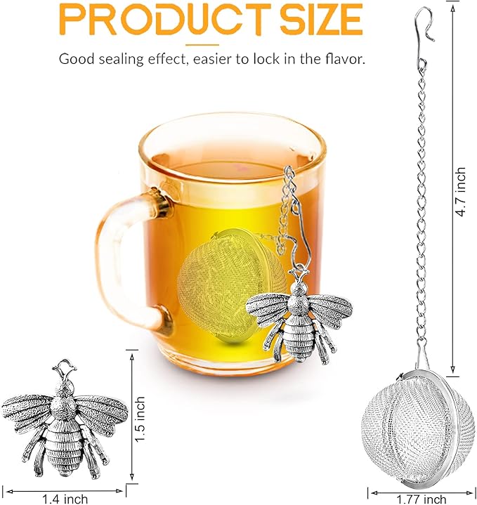 TeaSanavie Handmade Honey Bee Tea Infuser - Strainer for Loose Leaf Tea & Spices