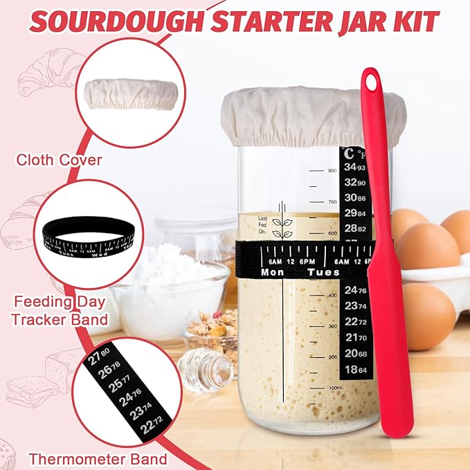 EWFEN Sourdough Starter Kit with Round & Oval Banneton, Complete Sourdough Bread Baking Supplies, Bread Proofing Basket with Starter Jar, Bread Making Tools Kit for Beginners & Bakers