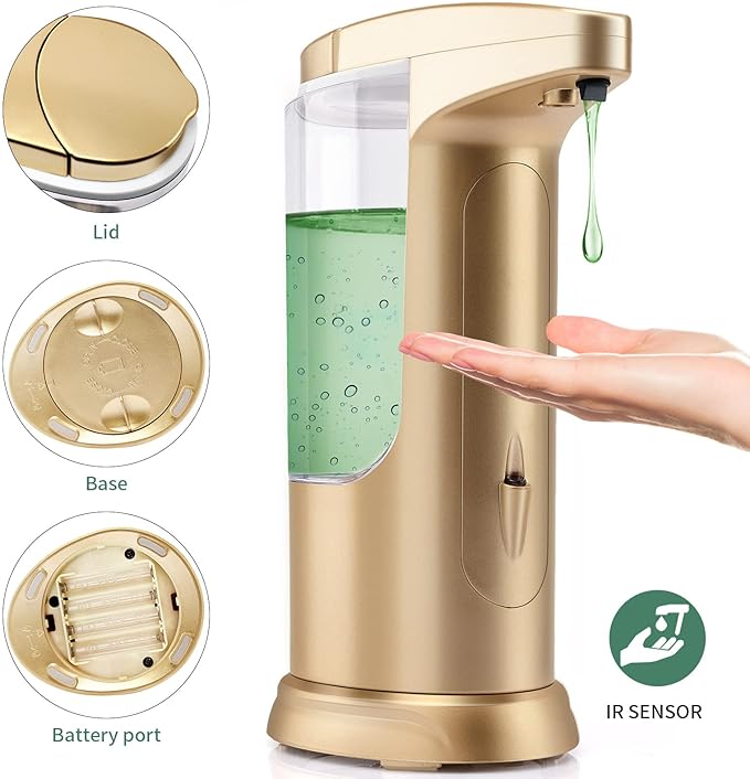 Automatic Soap Dispenser Touchless Sensor - Electric Liquid Soap Dispenser Touch Free with Adjustable Volume Switches for Kitchen Bathroom Countertop Shower Hotel
