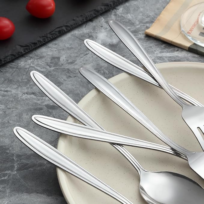 Unokit 24-Piece Forks and Spoons Set - Forks and Spoons Food Grade Stainless Steel Silverware for Home, Kitchen and Restaurant, 12-Fork and 12-Spoon, Mirror Polished&Dishwasher Safe
