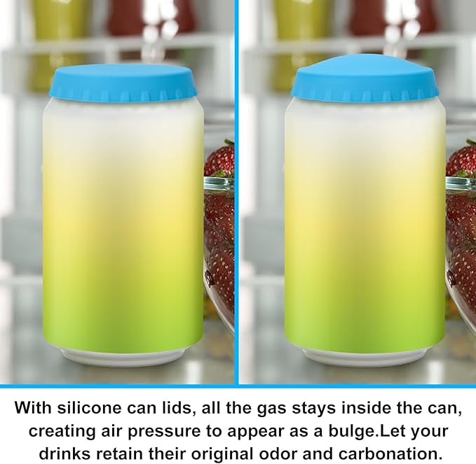 6 Pack Silicone Soda Can Cover Lids, Reusable Soda Can Lids Beer Can Covers Pop Can Covers, BPA Free Silicone Can Cover, Stopper and Protector for Soda, Beer, Beverage, Juice, Coke, Fits Standard Cans