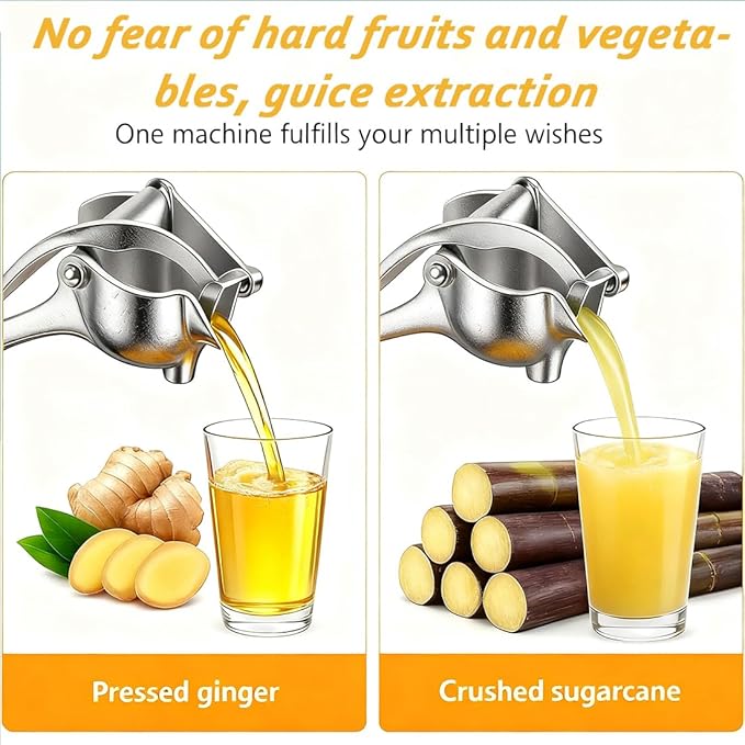 Hand Juicer Squeezer, Aluminum Alloy Fresh Fruit Juice Extractor, Fruit Juice Handheld Press Squeezer with Seed Filter, Heavy Duty Manual Hand Press Juicer for Orange Pomegranates Apple Lemon Lime (1)