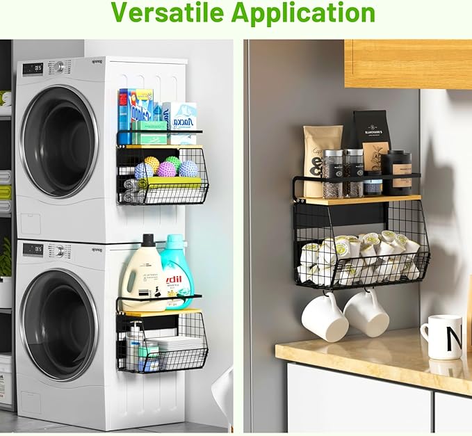 Ofiray-home Magnetic Shelf for Fridge with Wood Lid, Fruit Potato and Onion Storage Bins, Pantry Organizers & Storage, Large Container Magnetic Spice Rack for Refrigerator, Kitchen Counter, Cabinet
