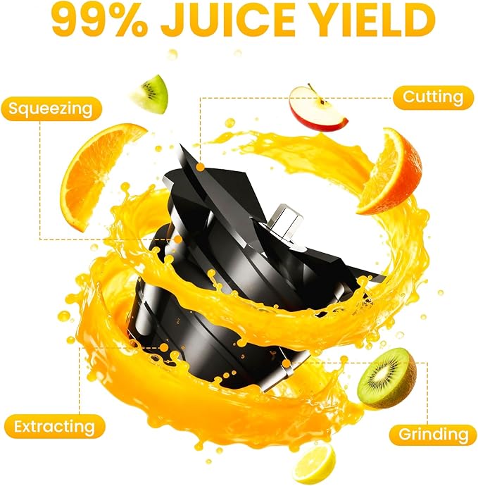 Juicer Machines, Cold Press Juicer for Fruit and Vegetable, Masticating Machine with Juice Recipe, Self Feeding Effortless for Batch Juicing,Easy to Clean,High Juice Yield