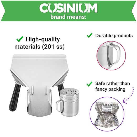 CUSINIUM Double Handle Popcorn Scoop and Dredge Bundle - Metal Popcorn Scooper - French Fry Scoop