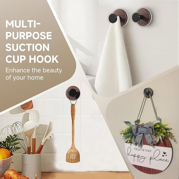 Suction Cup Hooks for Shower, 9 PCS Waterproof Towel Hooks for Bathroom Window Glass Door Adhesive Hooks, Bath Robe Looafh Wreath Hooks for Hanging, No Drill Removable & Reusable