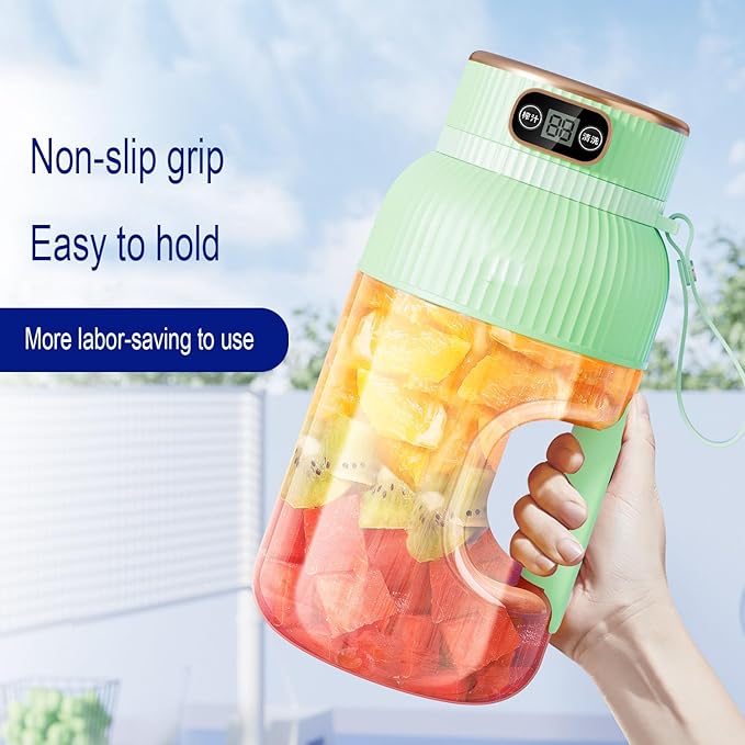 Large-capacity personal size blenders, powerful motor driving ten-blade cutter head, dual large-capacity batteries, TYPE-C fast charging head, 40Oz (1200ml) large capacity (green with lid)