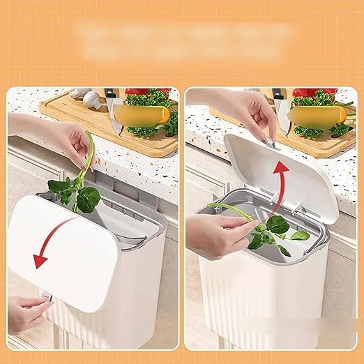 Hanging Trash Can, Kitchen Garbage Bin Waste Bins, Kitchen Hanging Trash Can with Lid Wall Mounted Kitchen Trash Can for Cabinet Door Recycling Trash Basket (Color : A)