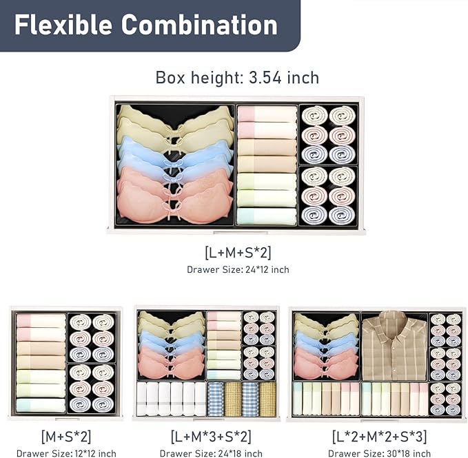 DIMJ Drawer Organizer Clothes Storage - 26 Pack Baby Dresser Organizer for Nursery, Foldable Closet Drawer Organizer Bins for Bedroom Organization, Fabric Storage Dividers for Socks, Underwears, Bras