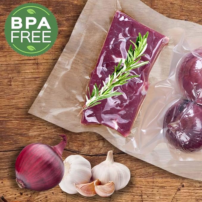 MakMeFre 100 Quart Size 8x12Inch Vacuum Freezer Sealer Bags for Food, BPA Free, Heavy Duty Commercial Grade, Sous Vide Vaccume Safe,Vaccume Seal Pre-Cut Bag