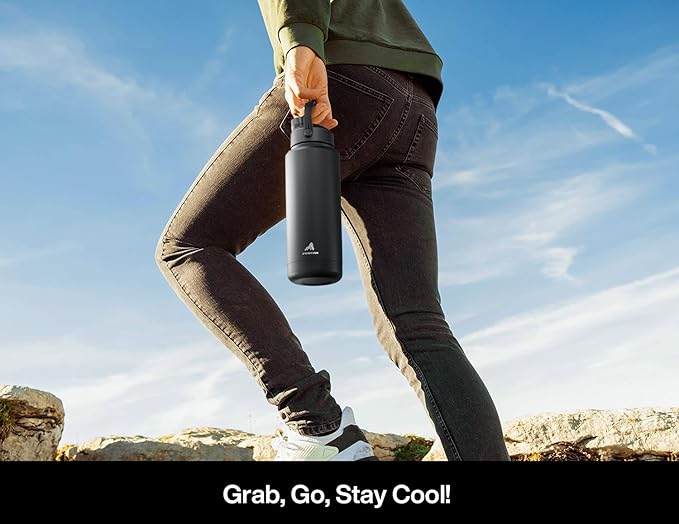 POWCAN 40 oz Insulated Water Bottle with 2-in-1 Straw and Spout Lid, Keep Cold 24H, Leak-Proof, BPA-Free, Double Wall Stainless Steel Water Bottle for Sports, Gym, Travel, Gift, and School (Queen)
