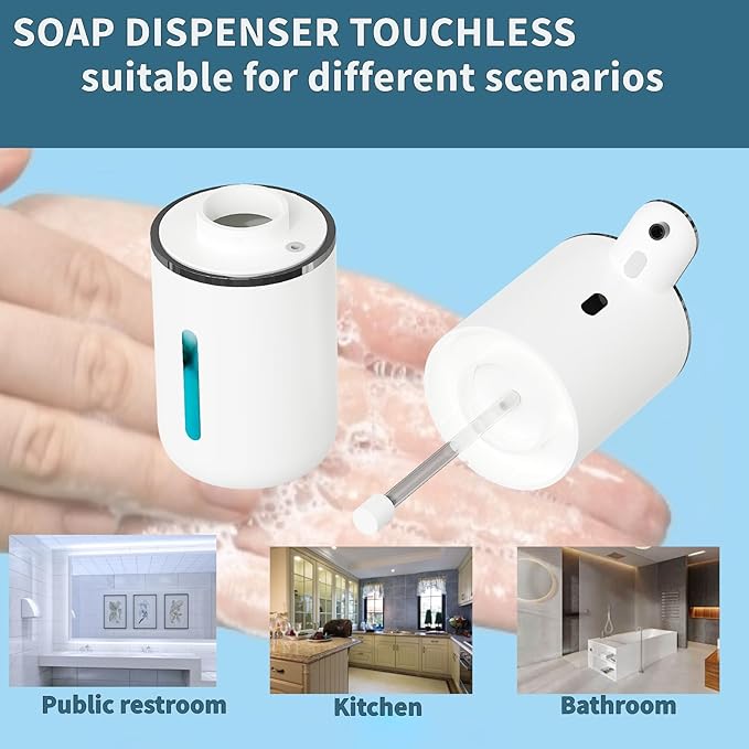 Automatic Liquid Soap Dispenser Touchless, Foaming Soap Dispenser 6 Adjustable Level Hands Free Auto Soap Pump USB Rechargeable Dispenser Electric Wall Mounted DishDispenser Kitchen