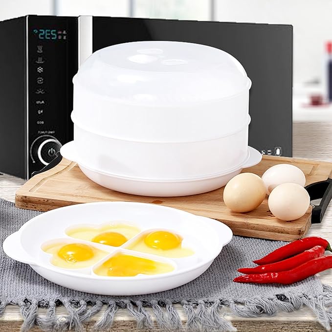 Toyvian Heart Shaped Microwave Egg Poacher Steamer Mold Egg Cooker Kitchen Specialty Cookware for Microwave Cooking and Breakfast Preparation