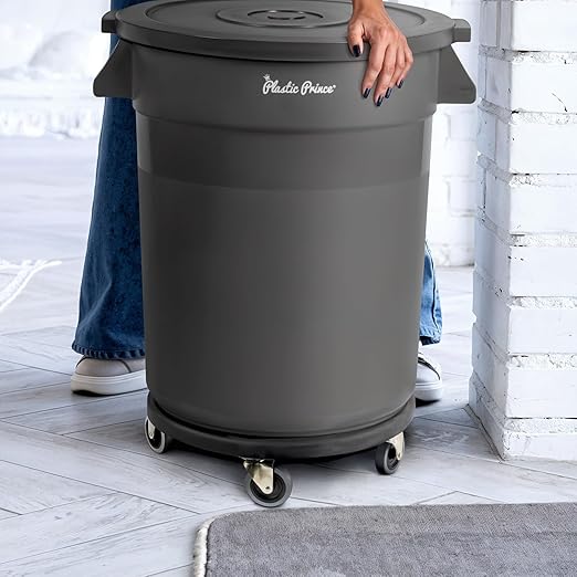18" Trash Can Dolly with Wheels Black for 20 gal and 32 44 55 gal Brute Containers