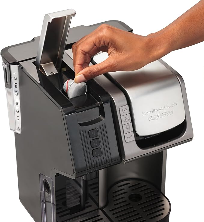 Hamilton Beach FlexBrew Trio 2-Way Coffee Maker, Compatible with K-Cup Pods or Grounds, Combo, Single Serve & Espresso Machine with 19 Bar Pump, 56 oz. Removable Reservoir, Black