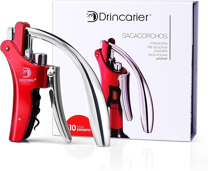 Vertical Lever Corkscrew with Non-Stick Worm, Compact Rabbit Wine Opener Wine Bottle Opener with built-in Foil Cutter
