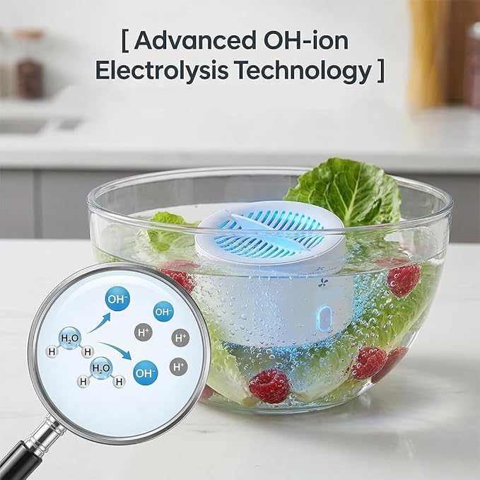 Genuine Premium Produce Cleaner, Fruit & Vegetable Cleaner Device, with Microbubble Electrolysis, Produce Machine-5-Min Auto Cleaning, Waterproof Food Purifier for Fruits, Vegetable (1PC)