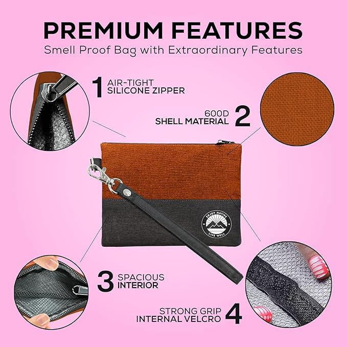 Small Smell Proof Bag 6" x 4", Smell Proof Container, Dog Tested Odor resistant Bag, Best Zipper Odor sealing Pouch Herbs and coffee, Money Organizer & Travel Medicine Bag, Scent resistent Containers