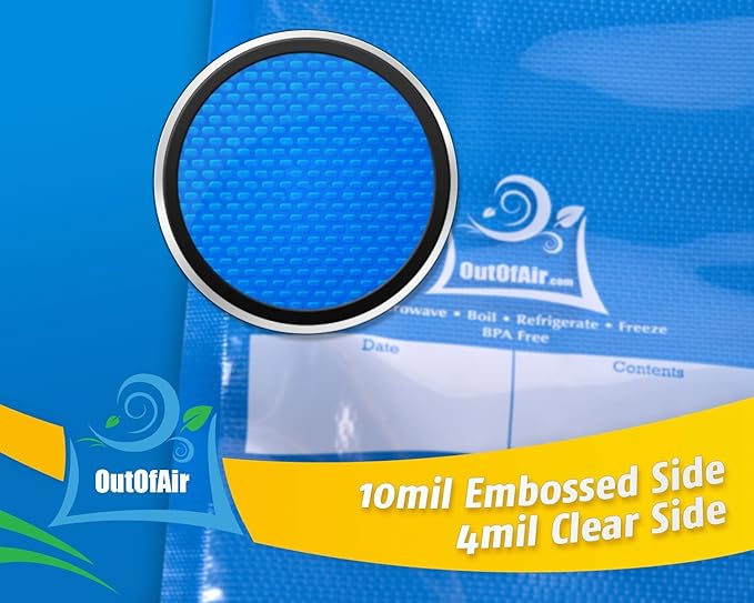 8" x 25' Rolls (Fits Inside Machine) - 4 Pack (100 feet total) OutOfAir Vacuum Sealer Rolls. Works with FoodSaver Vacuum Sealers. 33% Thicker, BPA Free, Sous Vide, Commercial Grade