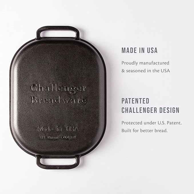 Challenger Bread Pan Cast Iron Loaf Pan with Lid for Artisan Sourdough and Homemade Bread Baking, Pre-Seasoned, Heavy Duty, Oven Safe, Made in USA