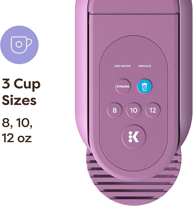 Keurig K-Mini Mate Plus Single-Serve K-Cup Pod Coffee Maker, Compact, 3 Cup Sizes, Brew Over Ice and Strong Button Features, 50 oz Removable Reservoir, Wild Orchid