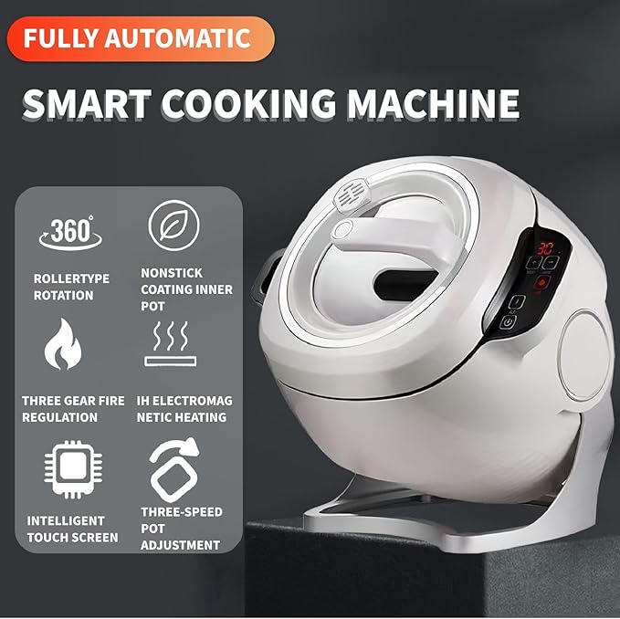 Electric Wok, Automatic Wok with Stirring Function and Non-Stick Coating, Multifunctional Cooking Appliance for Frying, Steaming, Cooking,Ideal for Beginners