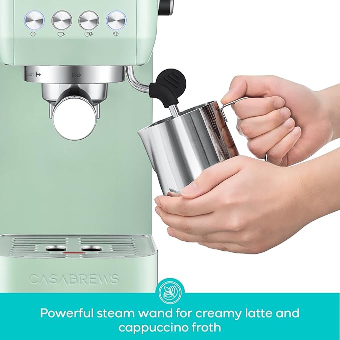 CASABREWS 3700 Essential 20 Bar Espresso Machine, Compact Coffee Maker with Steam Frother, Cappuccino & Latte Maker for Home, 43.9oz Water Tank, Pastel Green