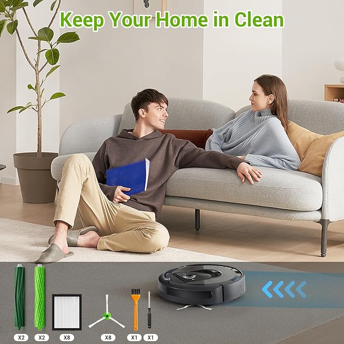 22 Replacement Parts for iRobot Roomba i7 i7+ i2 i3 i3+ i4 i4+ i6 i6+ i8 i8+ J7 J7+ J9 E5 E6 E7 I,E & J Series Vacuum Cleaner,8 HEPA 8 Side Brushes 4 Rubber Roller Brush,1 Clean Brush
