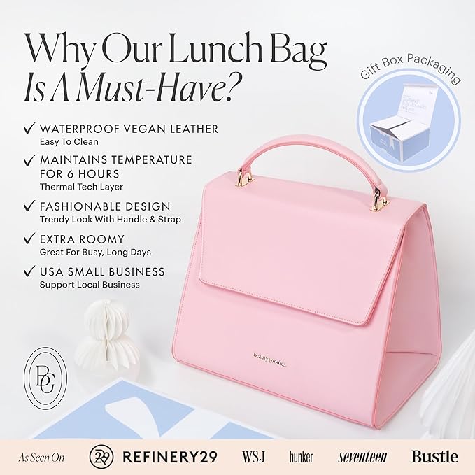 Cute Pink Lunch Bags for Women, Adult Lunch Box for professionals, Lunch Bag Women Insulated Tote Purse, Womens Lunch Bags for the office, Teacher and Nurses and Professionals. makes a great gift !