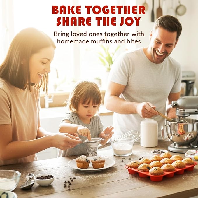 HKNMTT Silicone Muffin Pan for Baking, Cupcake Egg bites Brownie Mold 12 Cup Regular Size, Oven Safe BPA Free kitchen Appliances 2 Pack