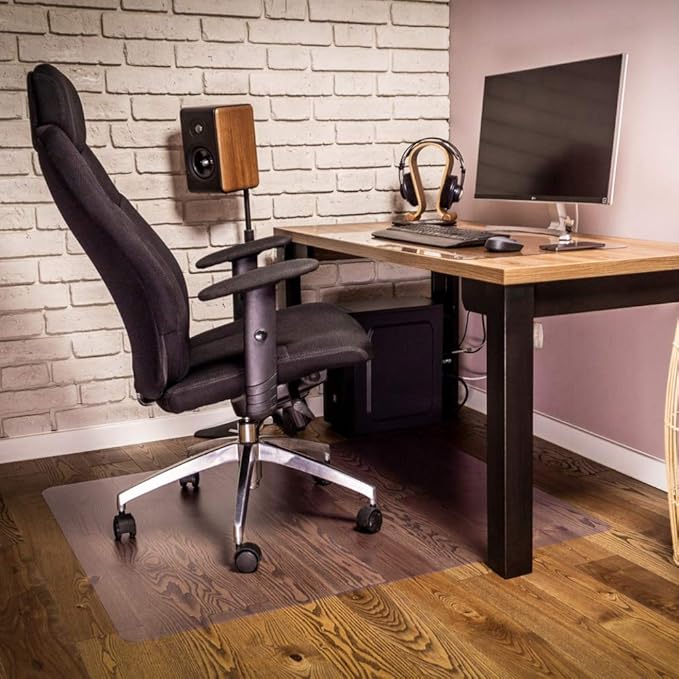 NECAUX Custom Multisize 1.5mm Thick Frosted PVC Table Cover Protector - 44 x 78 Inch Kitchen Wood Grain Vinyl Transparent Table Cover Plastic Protective Pad for Dining Room Table