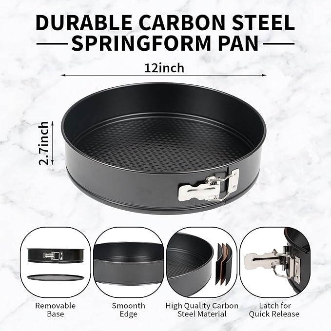 UWILLION Spring Form Cake Pans 12 Inch Springform Pan Nonstick Round Cheesecake Pan Carbon Steel Large Baking Mold Cake Tin for Christmas Birthday