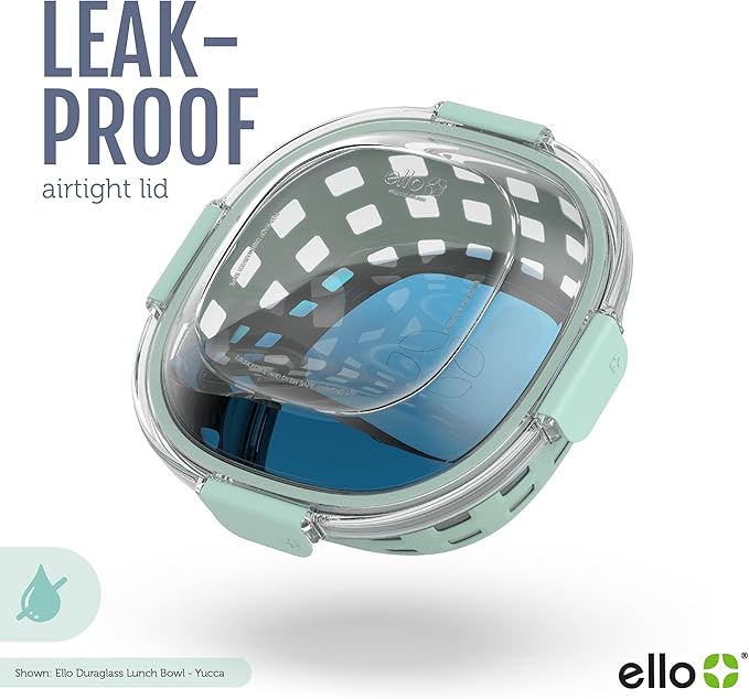 Ello Duraglass Meal Prep Container- Glass Food Storage Container with Silicone Sleeve and Airtight BPA-Free Plastic Lid, Dishwasher, Microwave, and Freezer Safe