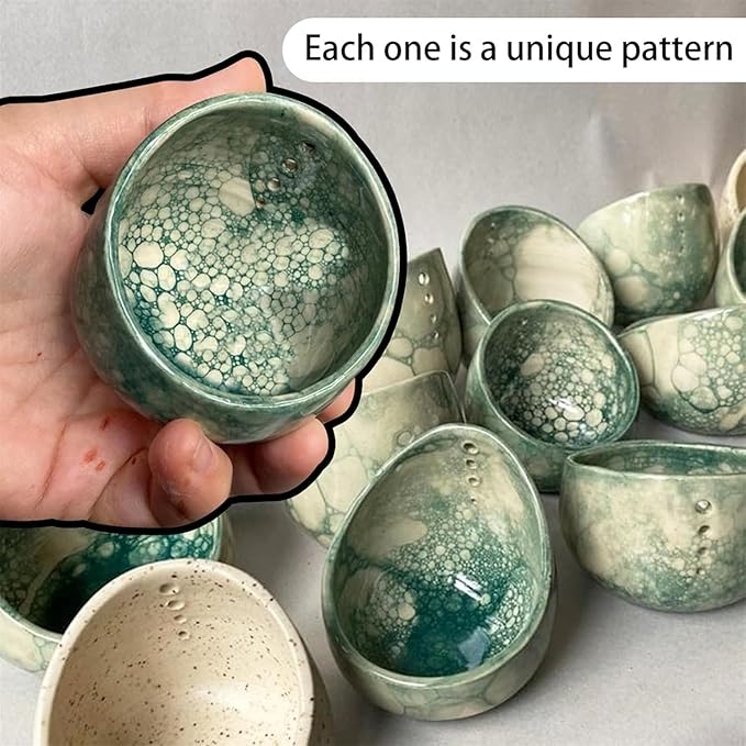 Pottery Herb Stripper, Herb Stripper Bowl Ceramic,Pottery Herbal Stripper, Handmade Pottery Different Round Hole Sizes for Peeling off the Leafy Assembly (B)