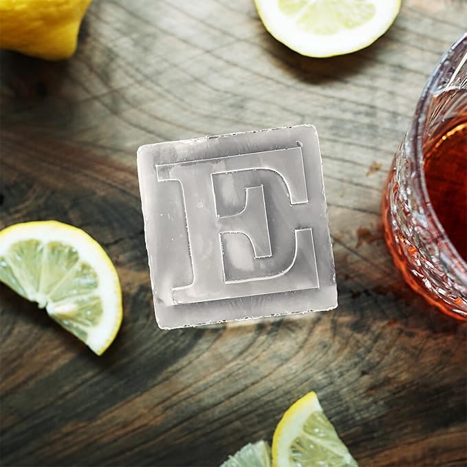 Letter E Monogram Ice Cube Mold Custom Ice Cube Mold 2 Inch Big Initials Silicone Ice Cube Tray Gifts for DAD Gifts for Him