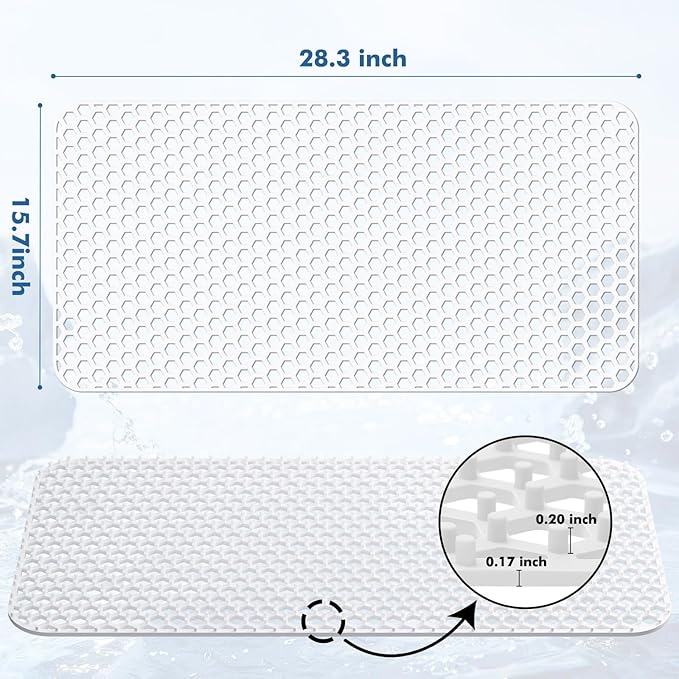 Bestjing Silicone Sink Protectors for Kitchen Sink - 28.3"x 15.7" Kitchen Protector Accessory, Non-Slip Heat Resistant Mat for Bottom of Farmhouse Stainless Steel Porcelain (White)