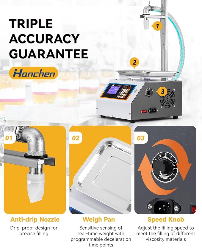 Hanchen Honey Filling Machine Automatic Bottling Machine Gear Pump Weigh Based Type for Viscous Liquid Laundry Detergent, Sauce, Ketchup
