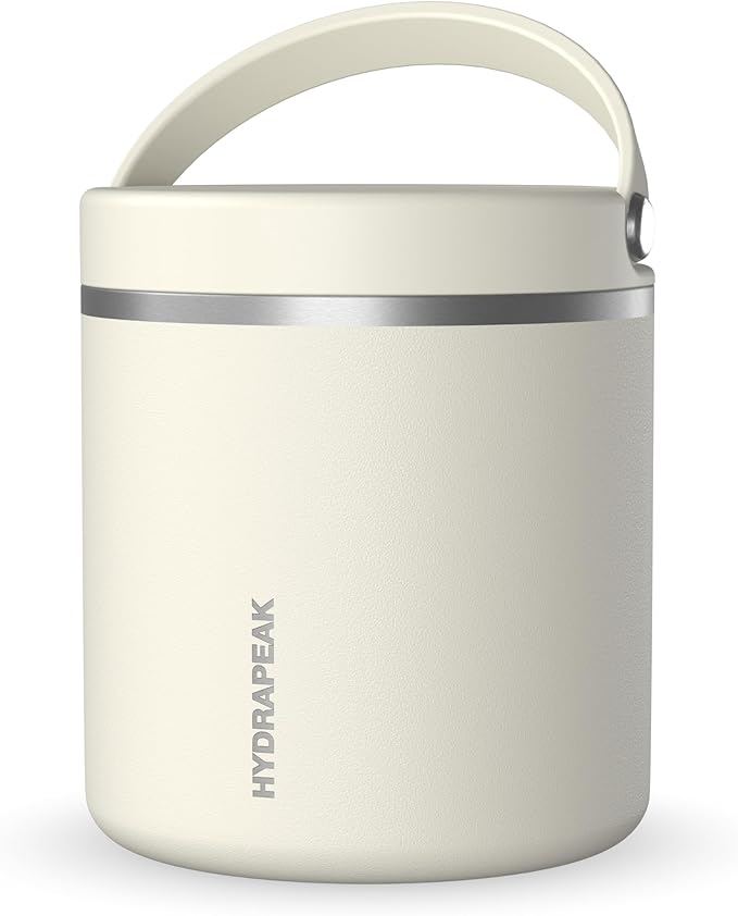Hydrapeak 25oz Stainless Steel Vacuum Insulated Food Jar for Hot Food and Cold Food, Wide Mouth Leak-Proof Soup Jar for Adults, 10 Hours Hot and 16 Hours Cold (Ivory)
