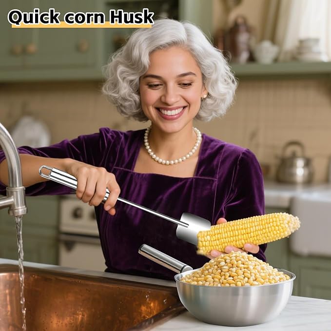 Corn peeler for corn on the cob - 2025 Heavy Duty Stainless Steel corn husker tool with Comfort Grip Handle Efficient Peeler for Fresh Corn | Home Kitchen, Restaurant & Outdoor Use(1 PCS)
