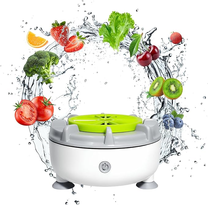 Fruit and Vegetable Cleaning Machine, 5-Min Rapid Fruit Vegetable Meat Purifier with Suction Cup Base - Wireless Charging Portable Food Cleaner for Fruits, Veggies, Meat (Type A)