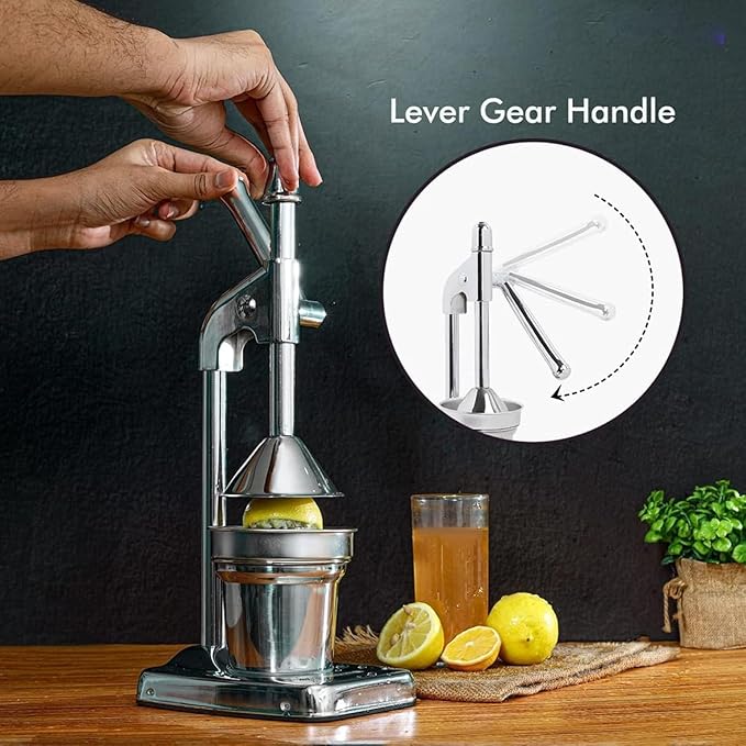 Cast Iron Juicer Hand Press, Manual Cast Iron Juicer Hand Press, Stainless Steel Lemon Squeezer, Heavy Duty Countertop Manual Juicer for Home and Kitchen Bar, Easy to Clean