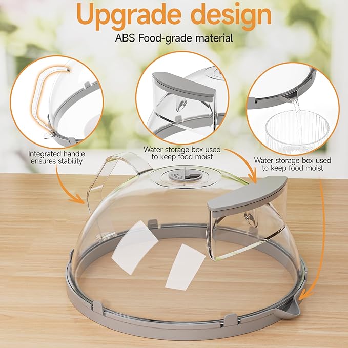 12" Microwave Splatter Cover with Water Steamer, Microwave Cover for Food, Dome Splatter Guard with Hanging Hole, Easy Clean & Space Saving Hanging Design