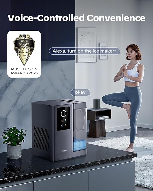 Silonn Nugget Ice Maker Countertop with APP & Voice Control, Self Cleaning Ice Machine with 3L Large Water Tank, 40 lbs/24H Soft Chewable Ice, Portable Pebble Ice Maker for Home, Kitchen and Party